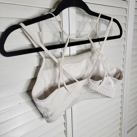 Athleta Powervita Superstrap Strappy Mesh Detail White Sports Bra MEDIUM EUC - Picture 5 of 9